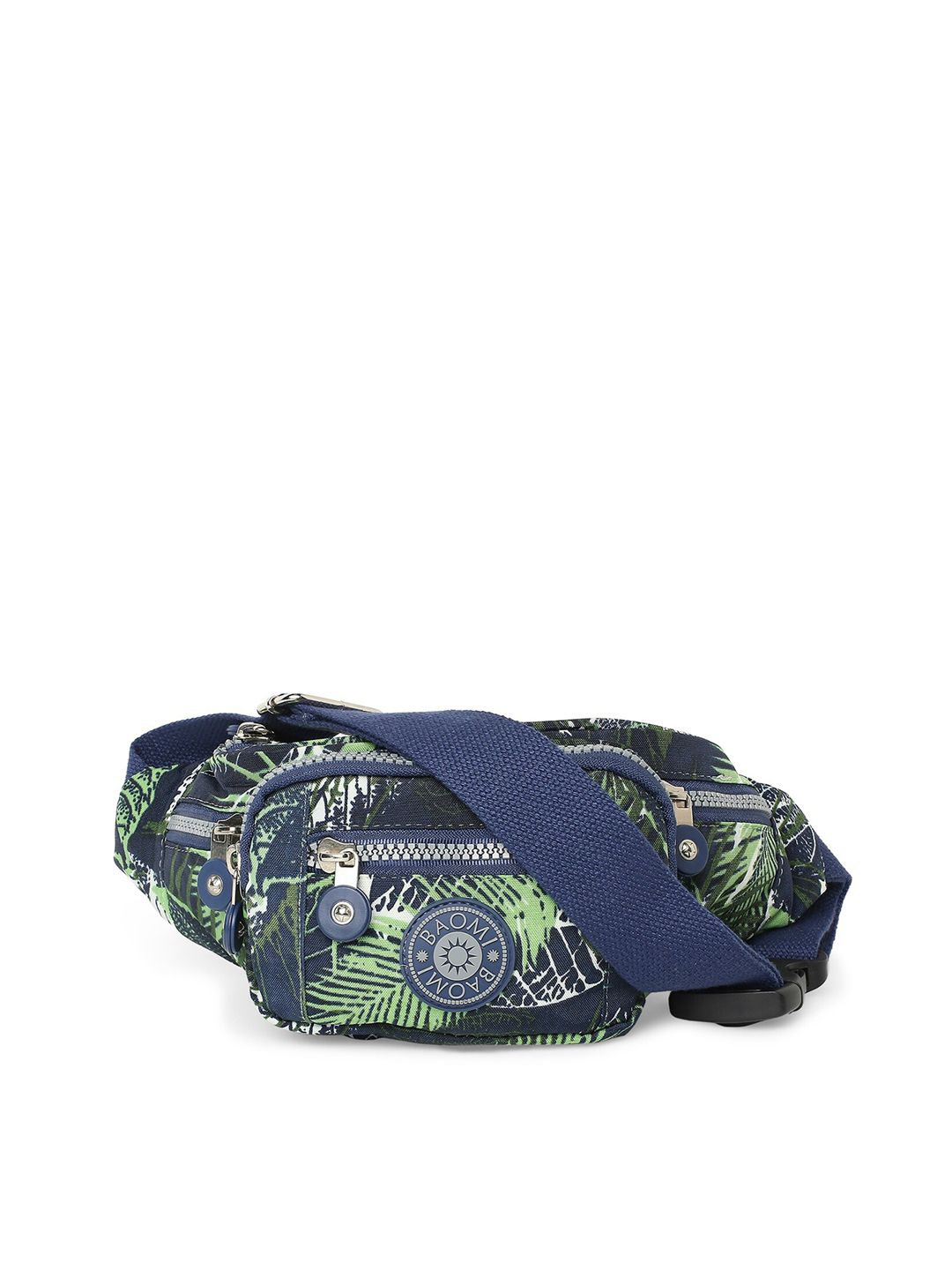 BAOMI Green & Navy Blue Printed Nylon Waist Pouch-image-2