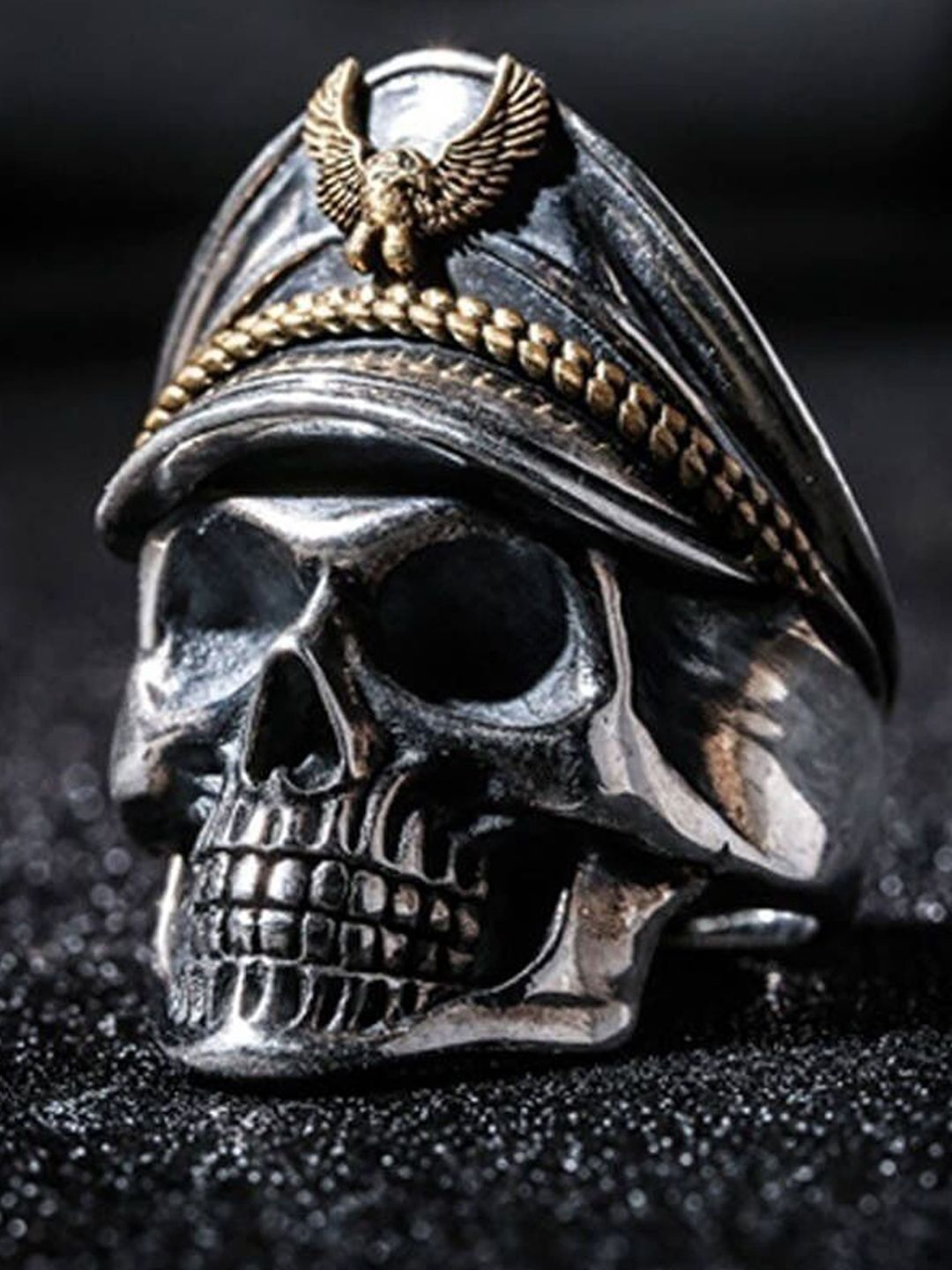 Fashion Frill Silver-Plated Eagle Hat Skull Design Finger Ring-picture-33