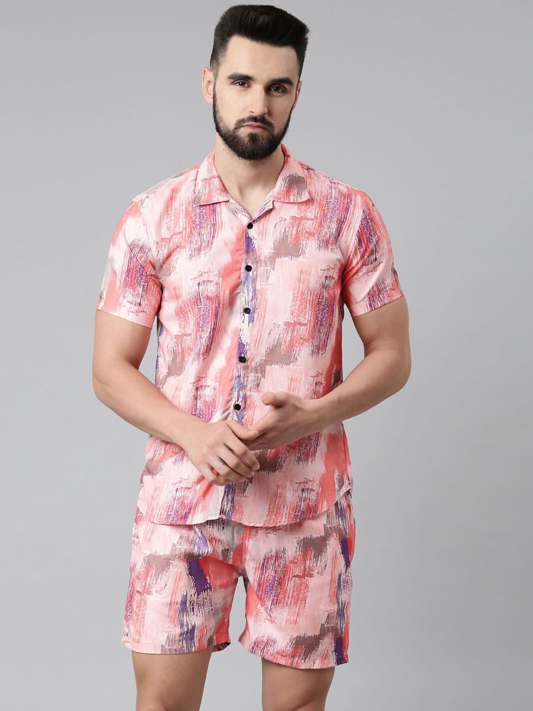 TRUNDZ Men Pink & Orange Printed Night suit-picture-51