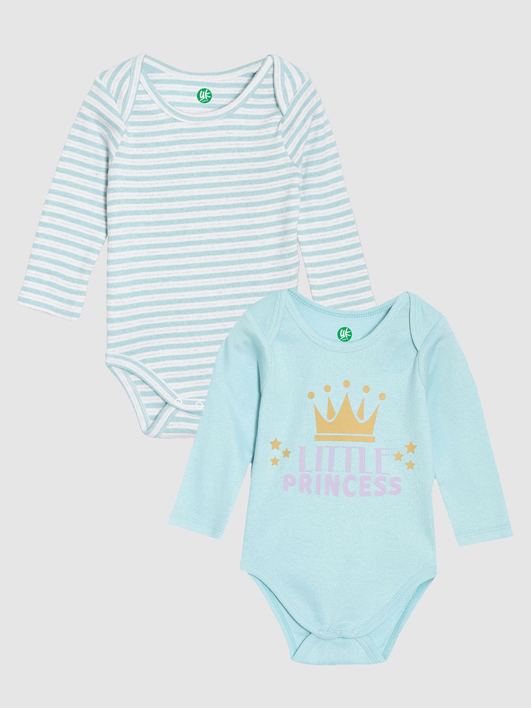 YK ORGANIC Infant Girls Pack of 2 Sea Green Printed Pure Organic Cotton Bodysuit-picture-11