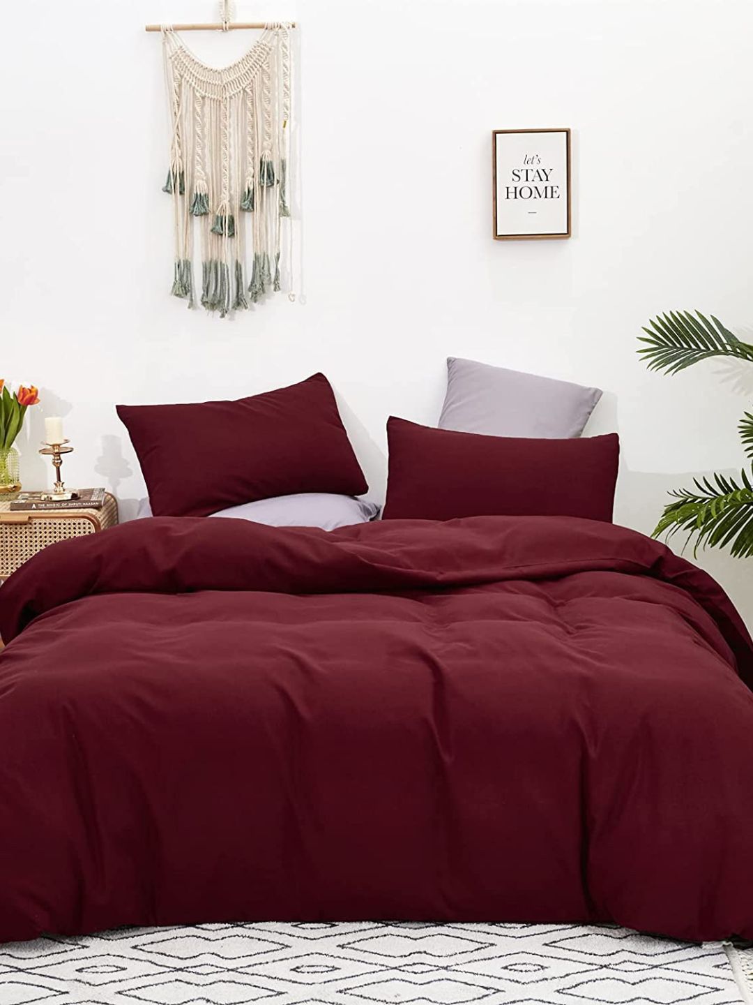 Sleeping Owls- because your sleep matters Maroon Solid Pure Cotton 200TC & 400GSM Single Bedding Set-picture-15