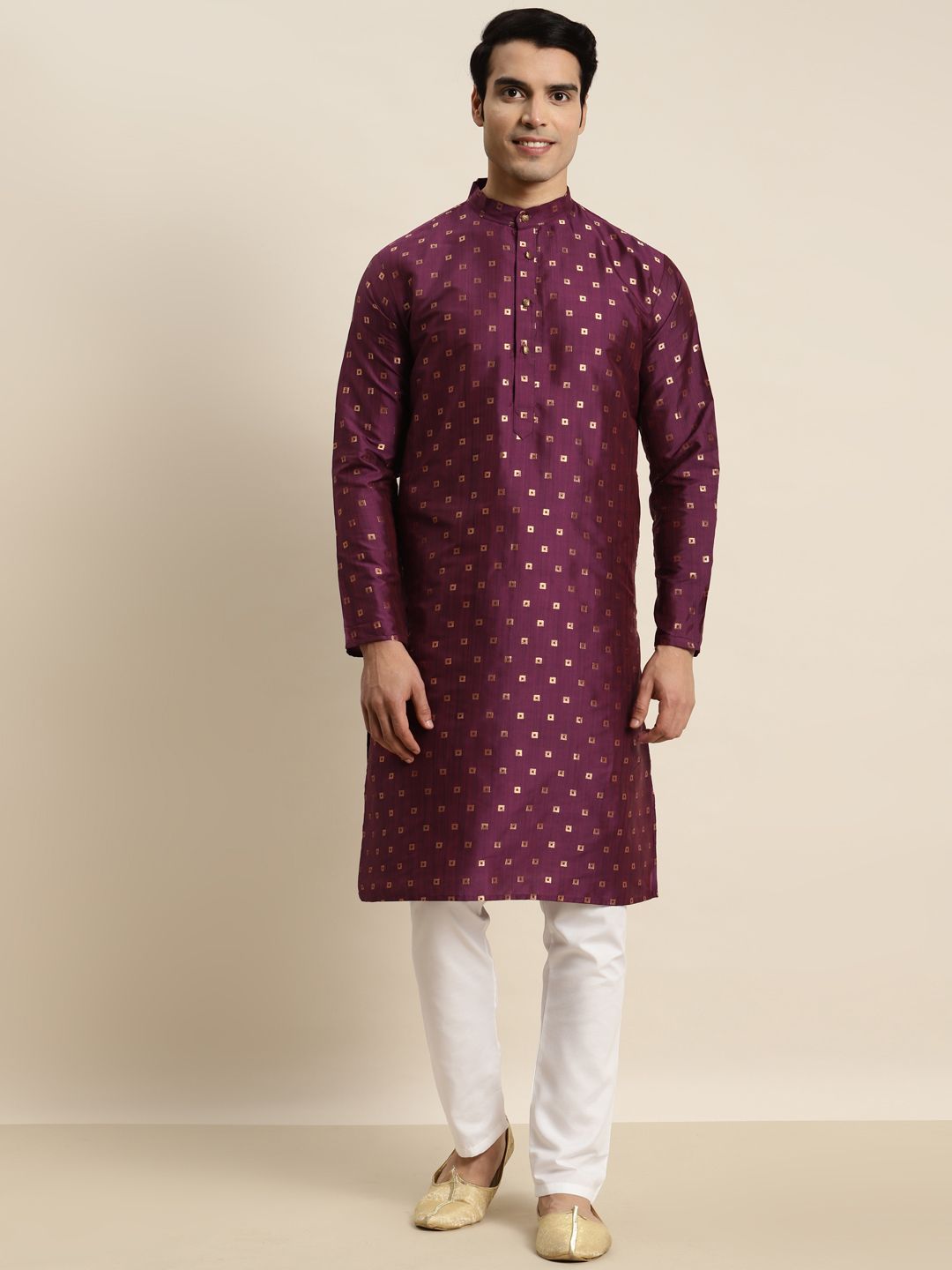 SOJANYA Men Woven Design Jacquard Straight Kurta-picture-20