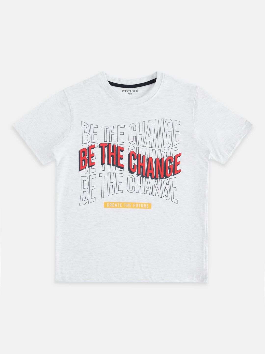 Pantaloons Junior Boys Grey Melange Typography Printed Cotton T-shirt-picture-38