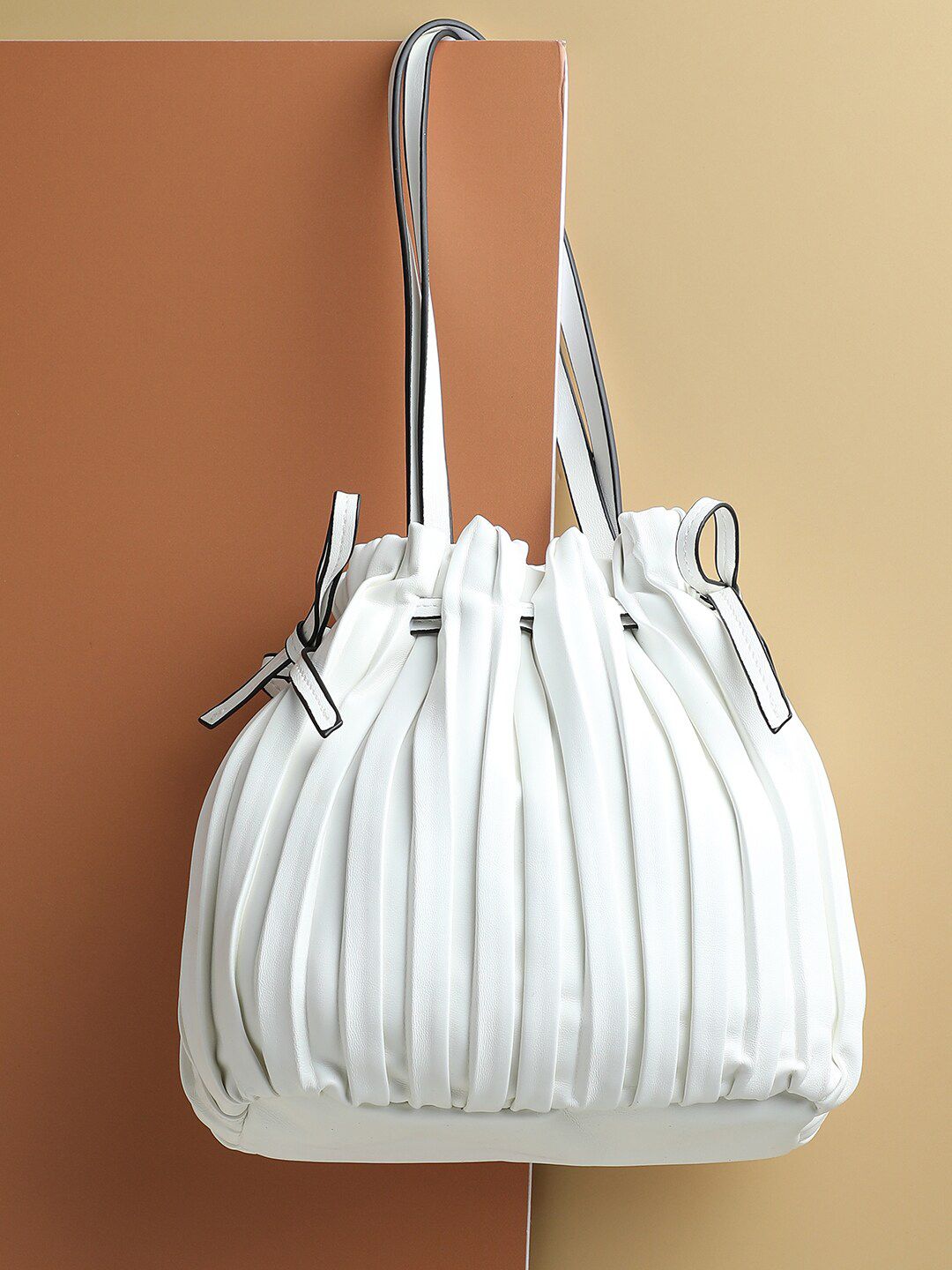 HAUTE SAUCE White Structured Handheld Bag Vegan Leather Textured
