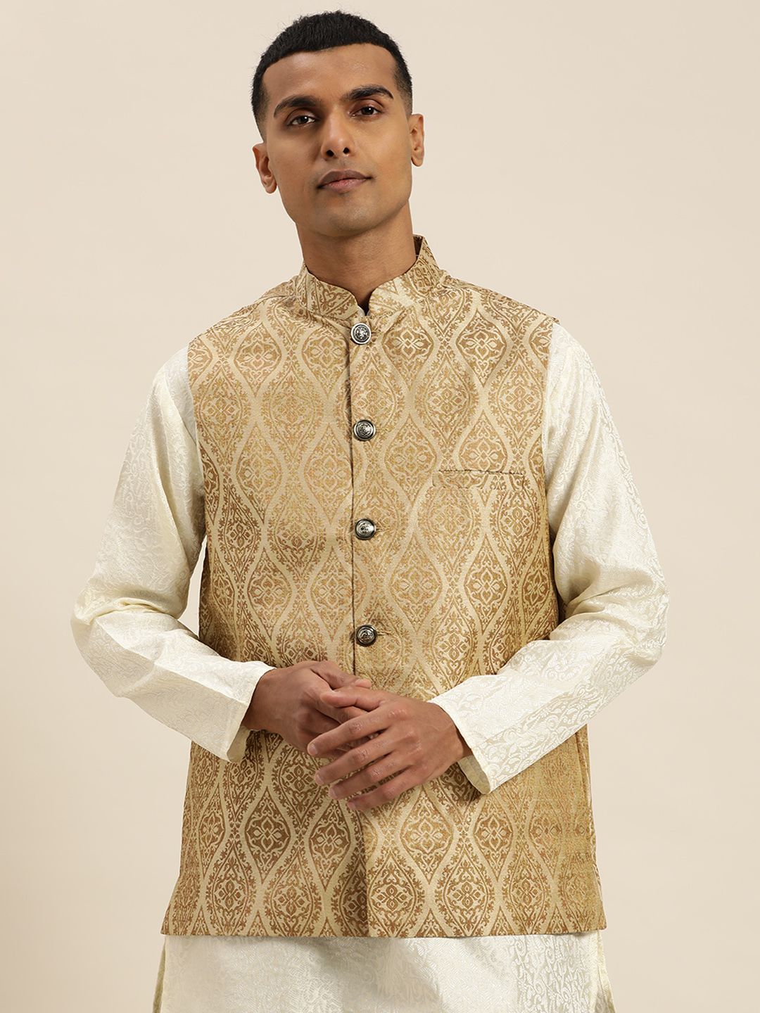 SOJANYA Woven Design Silk Blend Nehru Jacket-picture-39