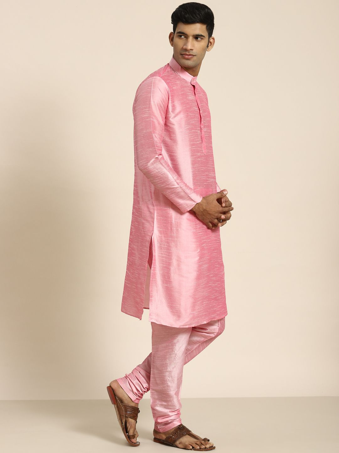 Buy SOJANYA Men Pink Kurta With Churidar - Kurta Sets for Men 20830432