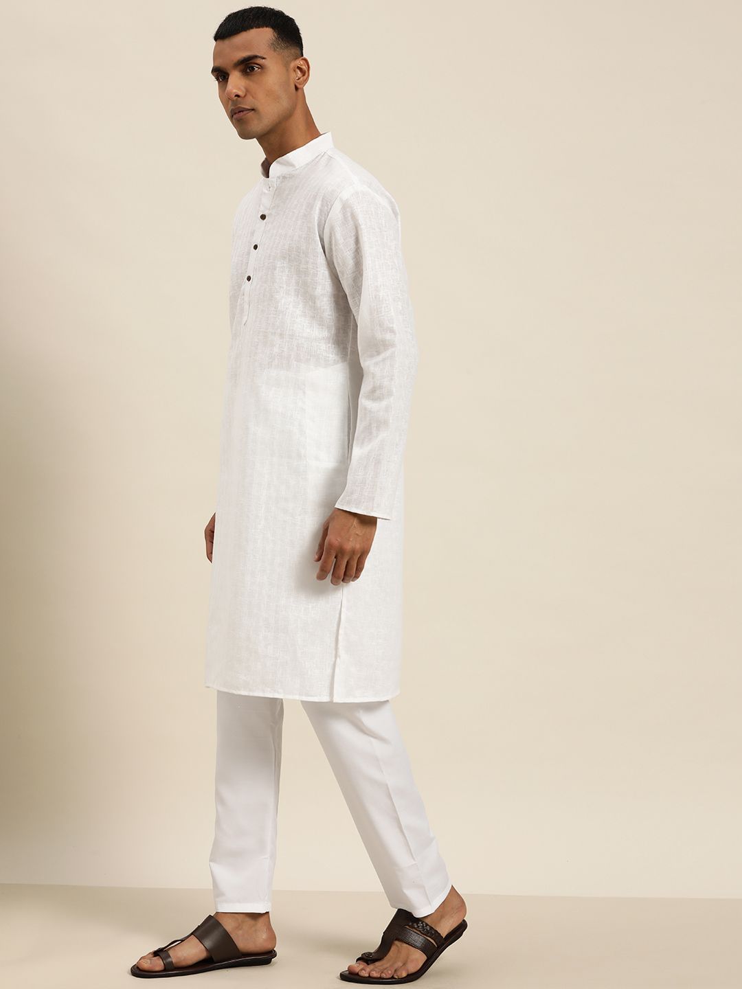 Buy SOJANYA (Since 1958 Men's Cotton Embroidered Grey Kurta And