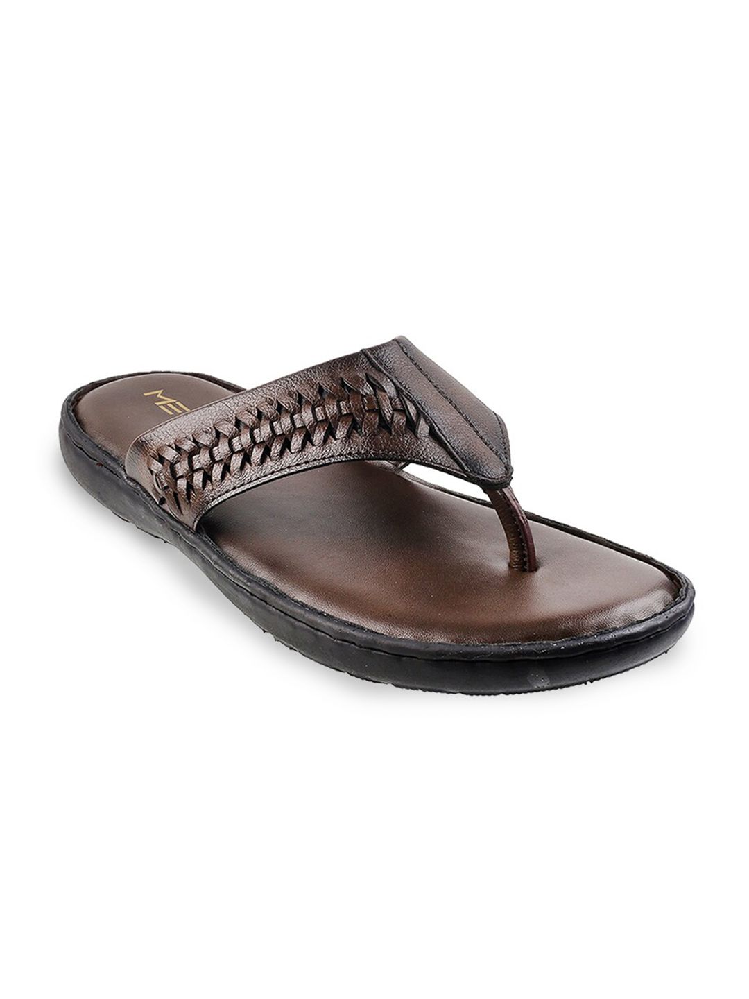 Metro Men Brown & Black Leather Comfort Sandals-image-36