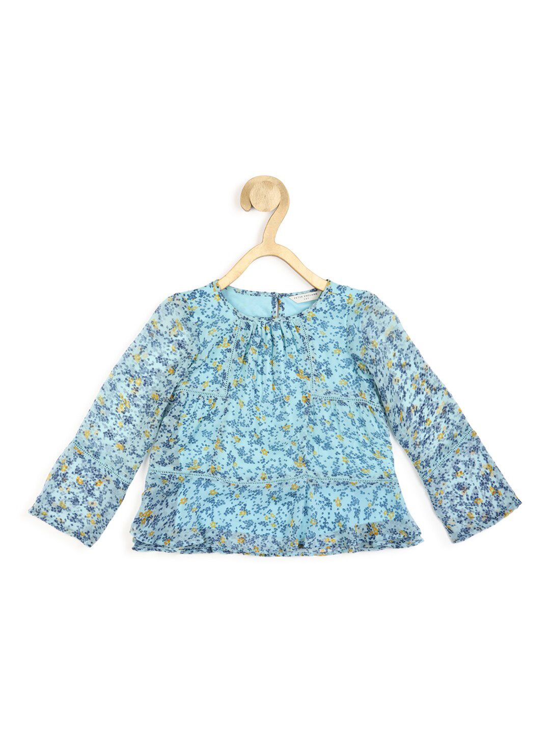 Peter England Girls Blue Floral Print Top-picture-26