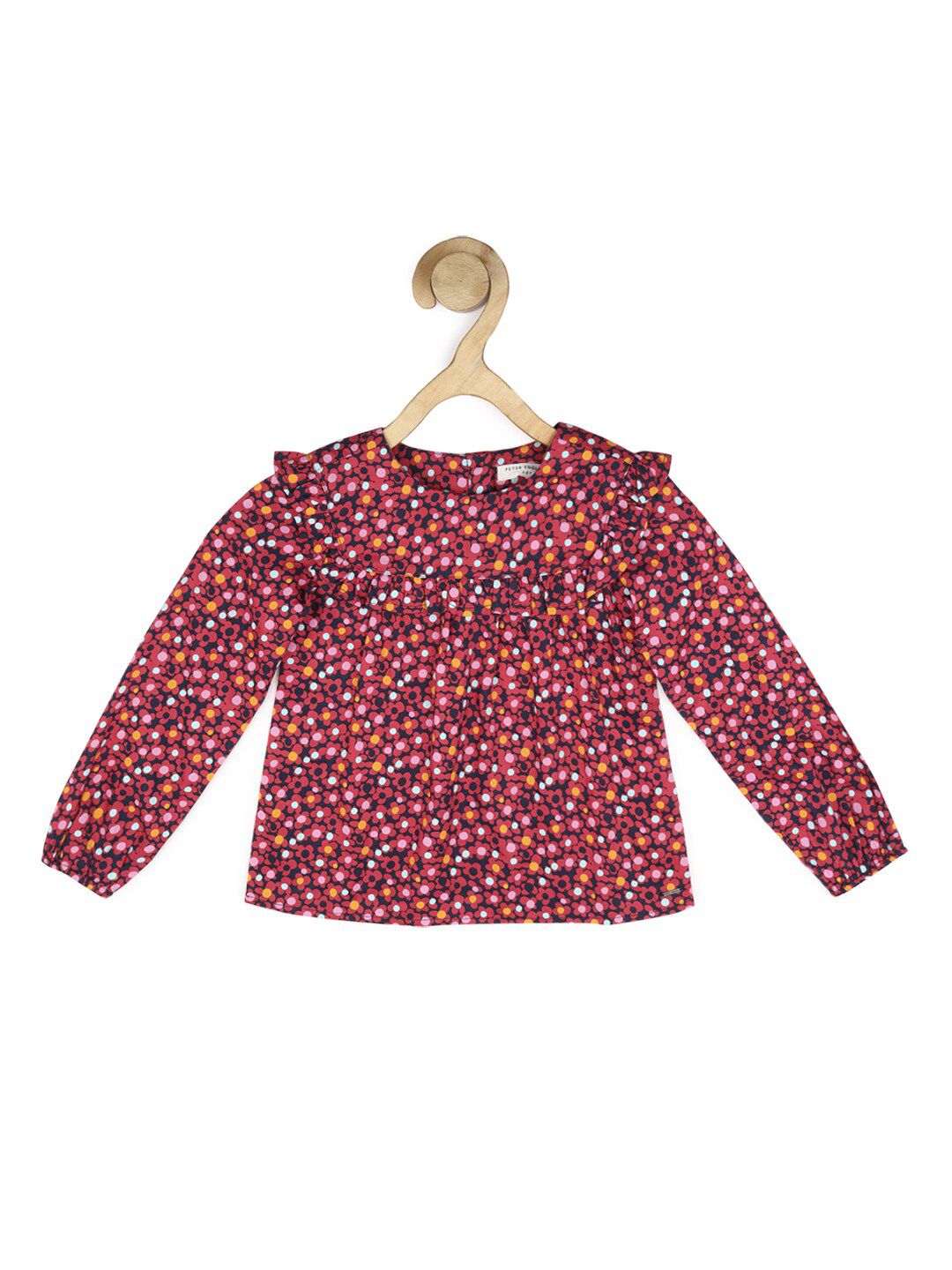 Peter England Girls Maroon & Yellow Floral Printed Top-picture-25