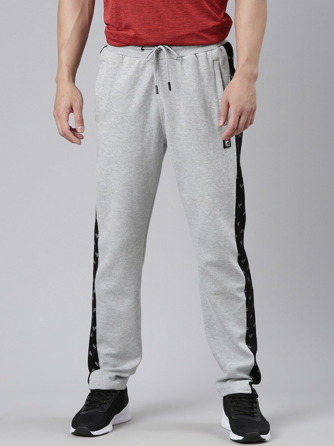 Buy FILA Men Grey Solid Cotton Track Pants