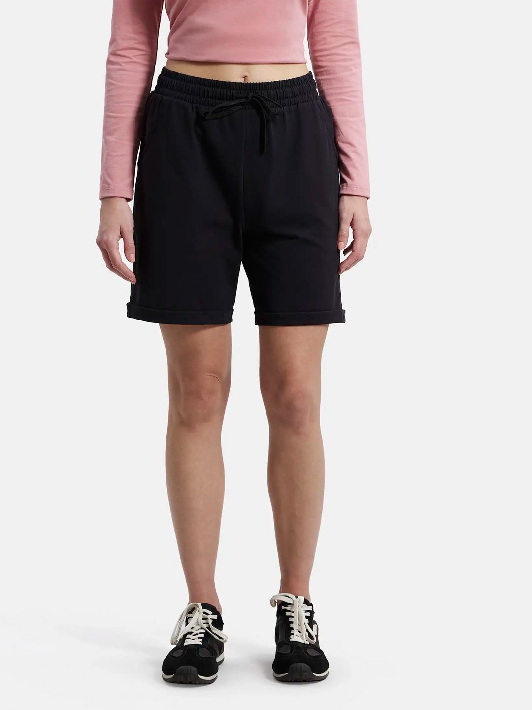 Jockey Women Black Cotton Lounge Shorts-picture-10