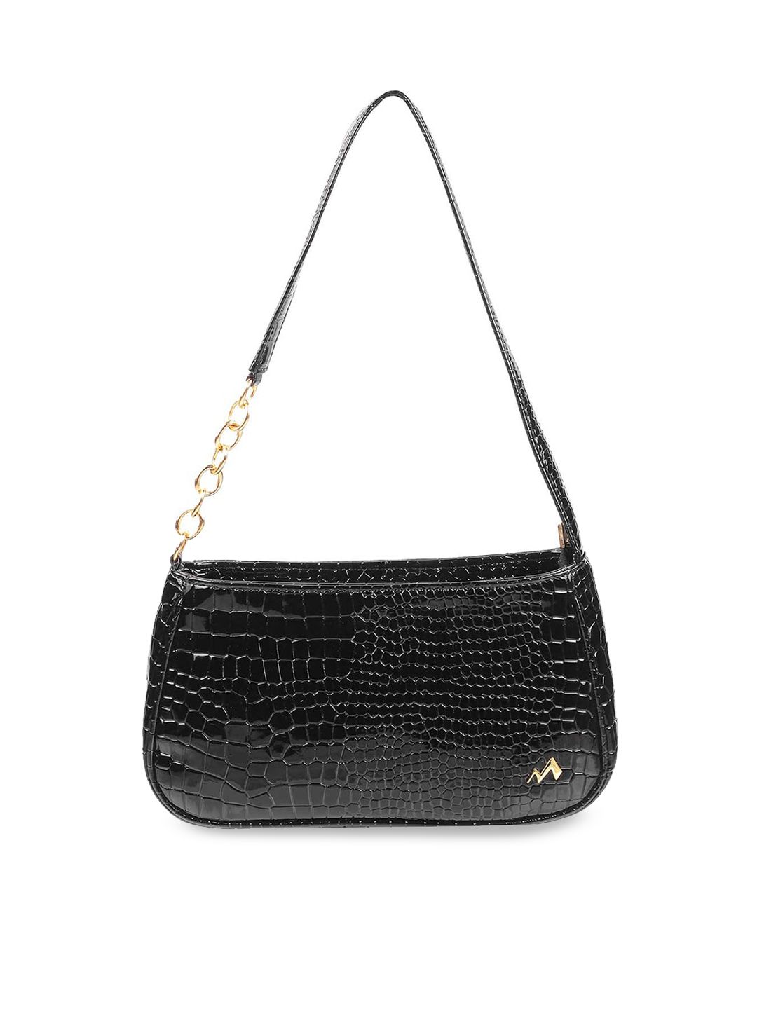 Metro Black Animal Textured Structured Shoulder Bag-picture-27