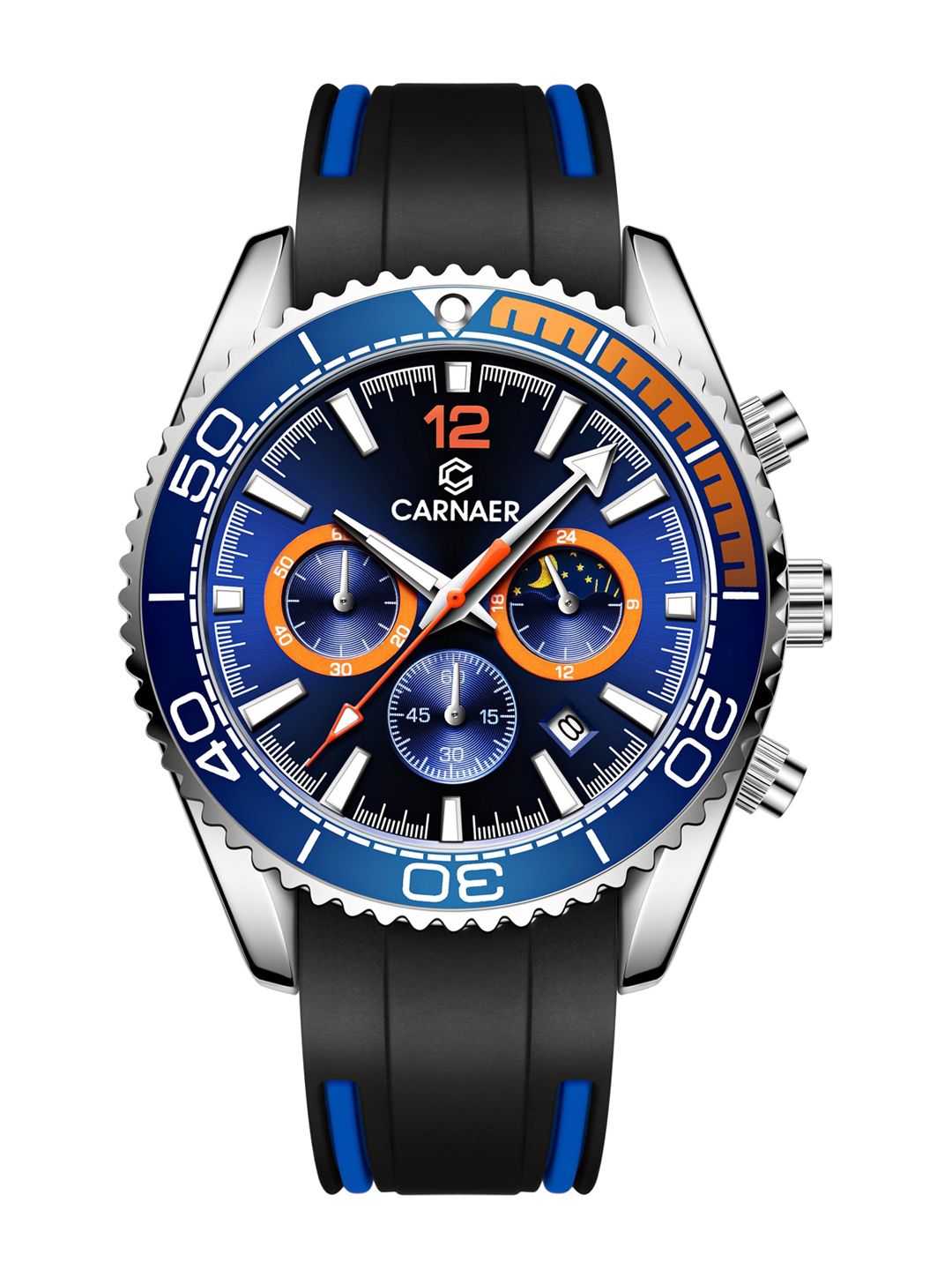 Carnaer Men Blue Dial & Black Straps Analogue Chronograph Watch