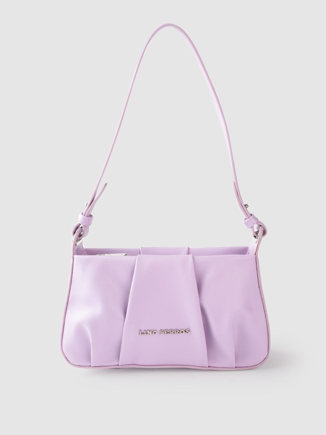 Lino Perros Lavender Structured Shoulder Bag with Pleated Detail-picture-10