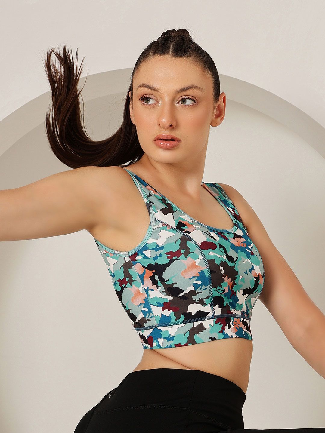Clovia Blue & White Abstract Bra Lightly Padded
