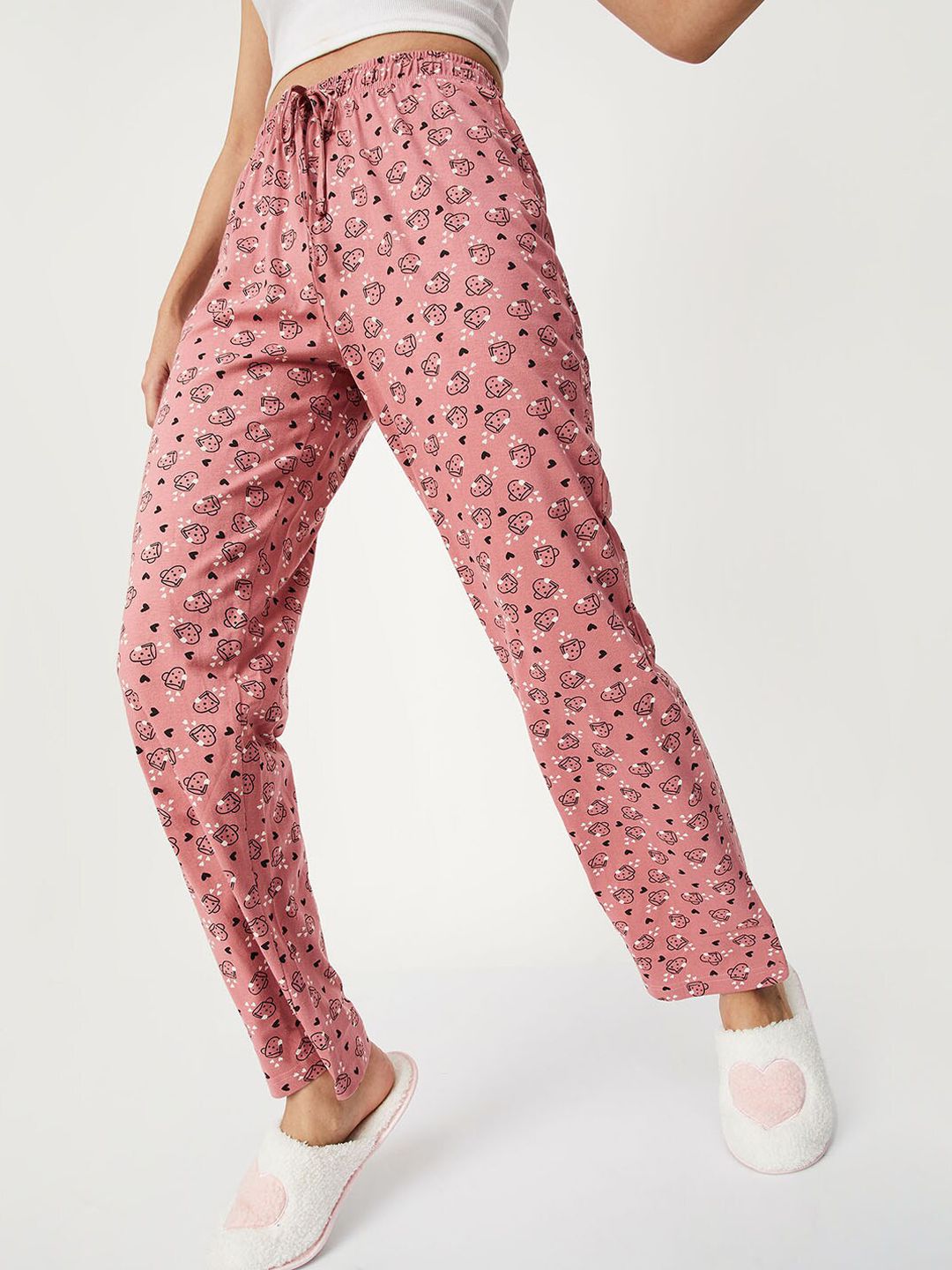 max Women Brown Printed Cotton Lounge Pants-picture-11