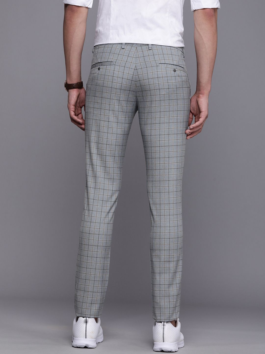 Louis Philippe Ath Work Men Checked Super Slim Fit Trousers