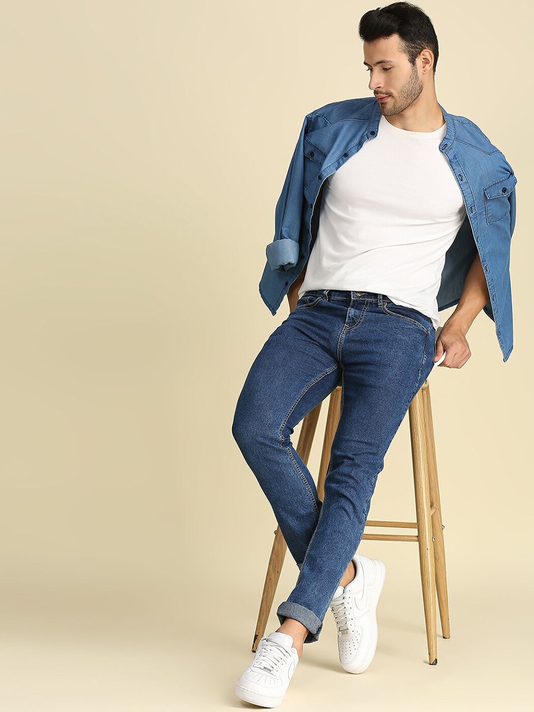 High Star Men Blue Slim Fit Light Fade Stretchable Jeans - Price History