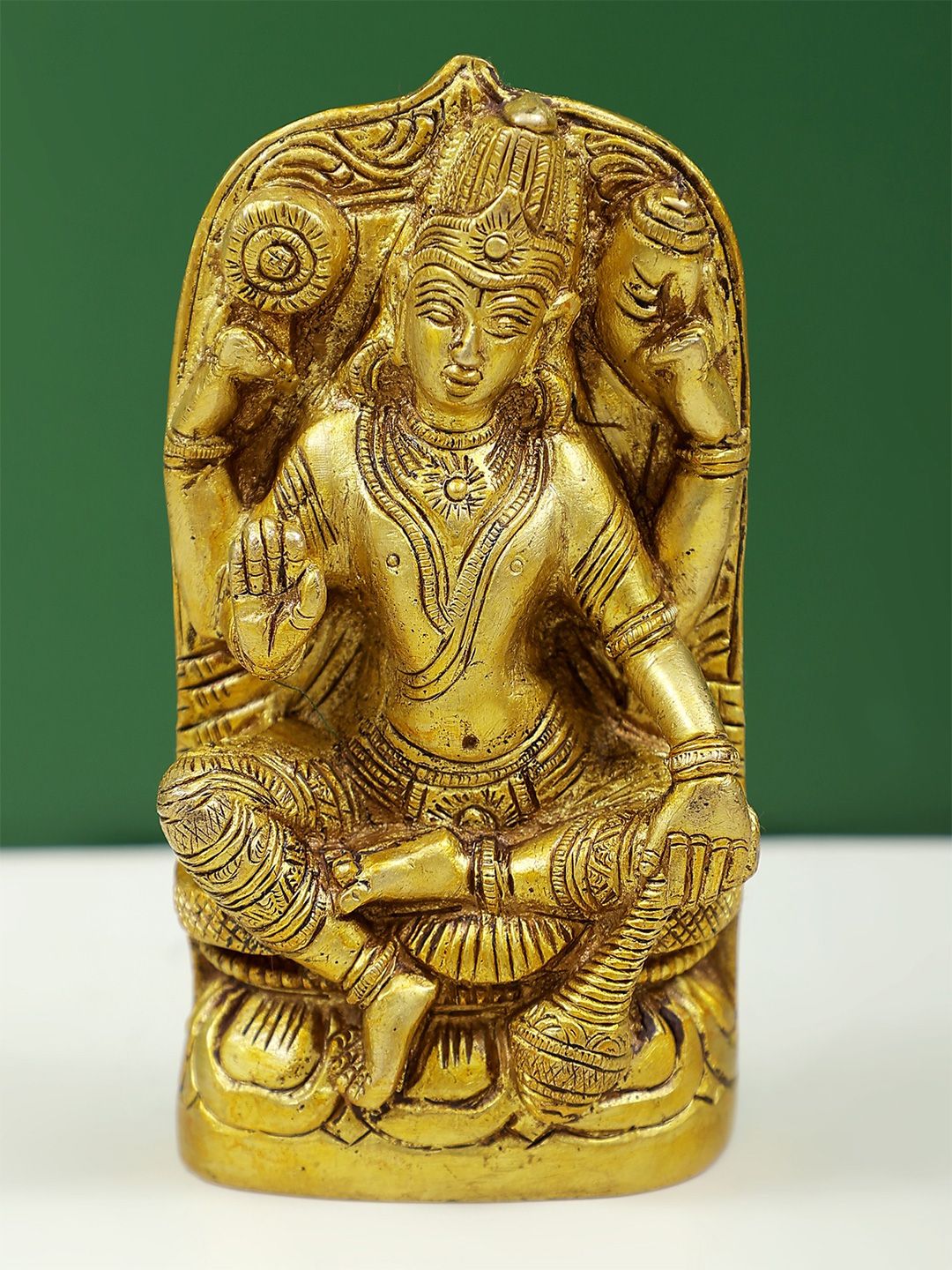 Exotic India Gold-Toned Religious Lord Vishnu Idol Showpiece-picture-32