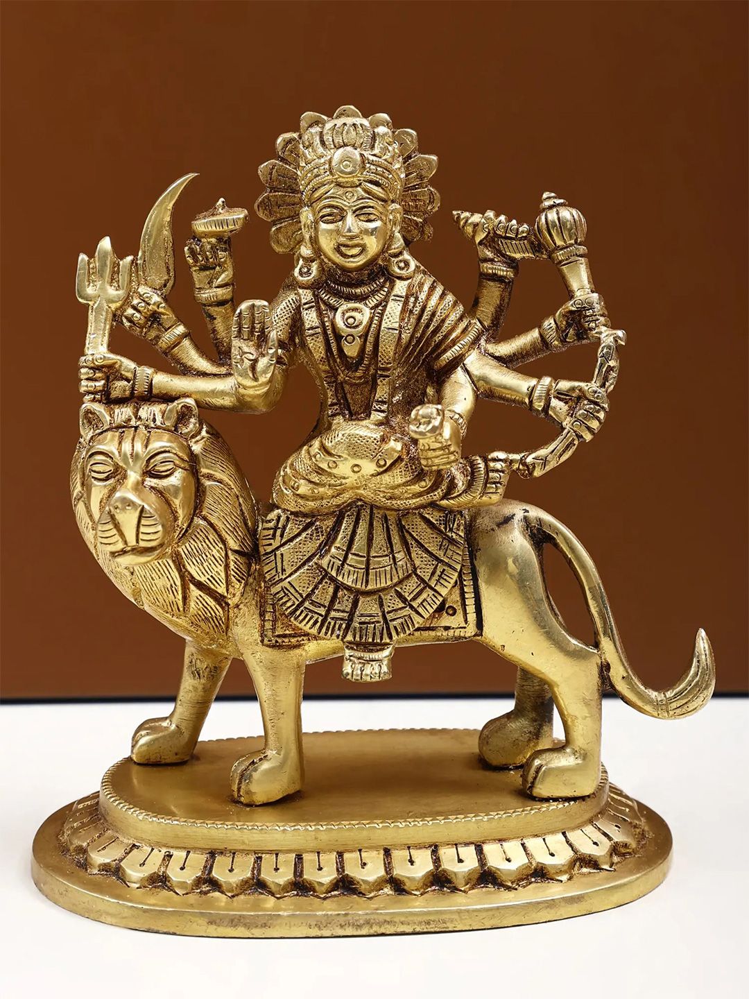 Exotic India Gold-Toned Eight Armed Goddess Durga-picture-27