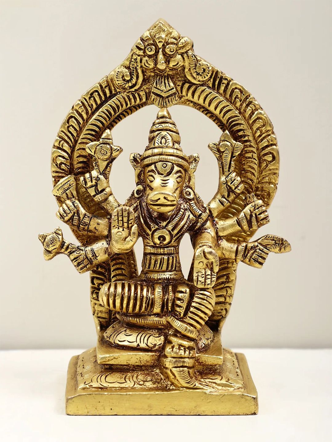 Exotic India Goddess Varahi on Kirtimukha Brass Statue-picture-11