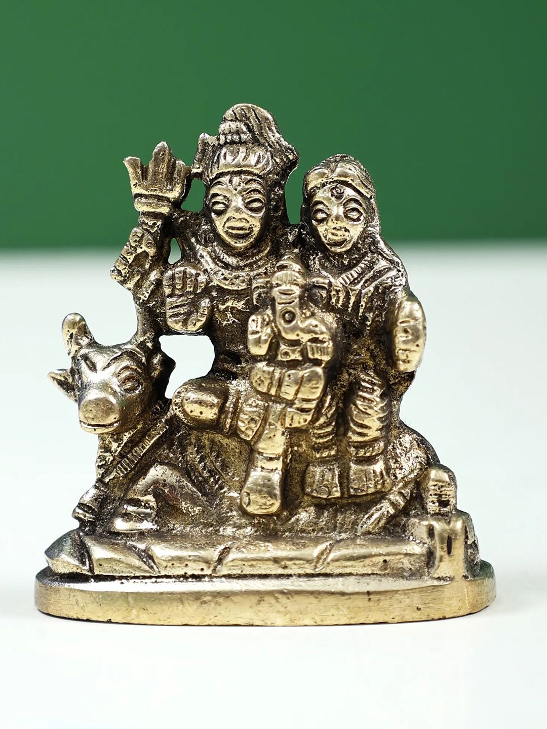Exotic India Shiva Parvati Ganesha on Nandi Brass Statue-picture-41