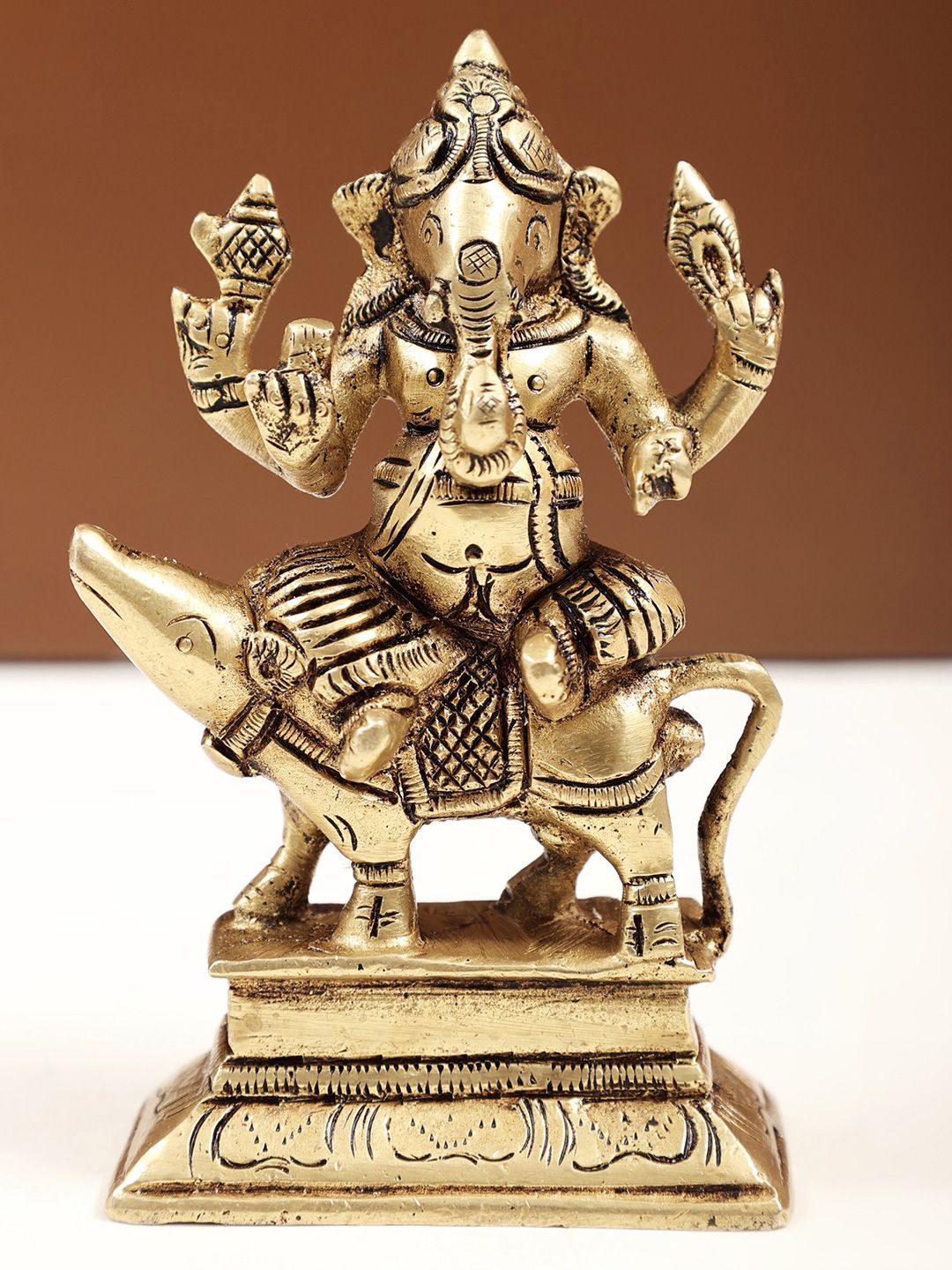 Exotic India Ganesha Seated on Mouse Brass Showpiece-picture-23