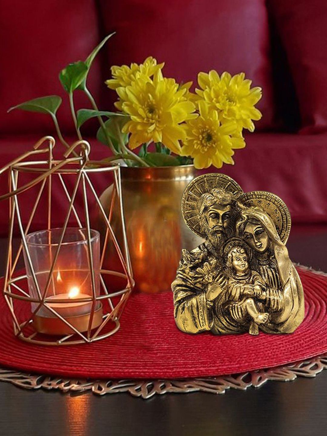 Exotic India Joseph & Mother Mary with Baby Jesus Brass Statue-picture-24