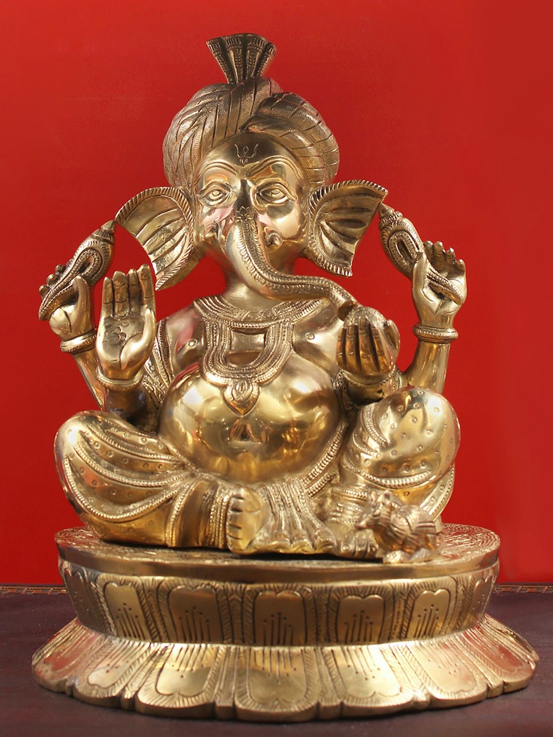 Exotic India Pagdi Ganesha Brass Statue-picture-18