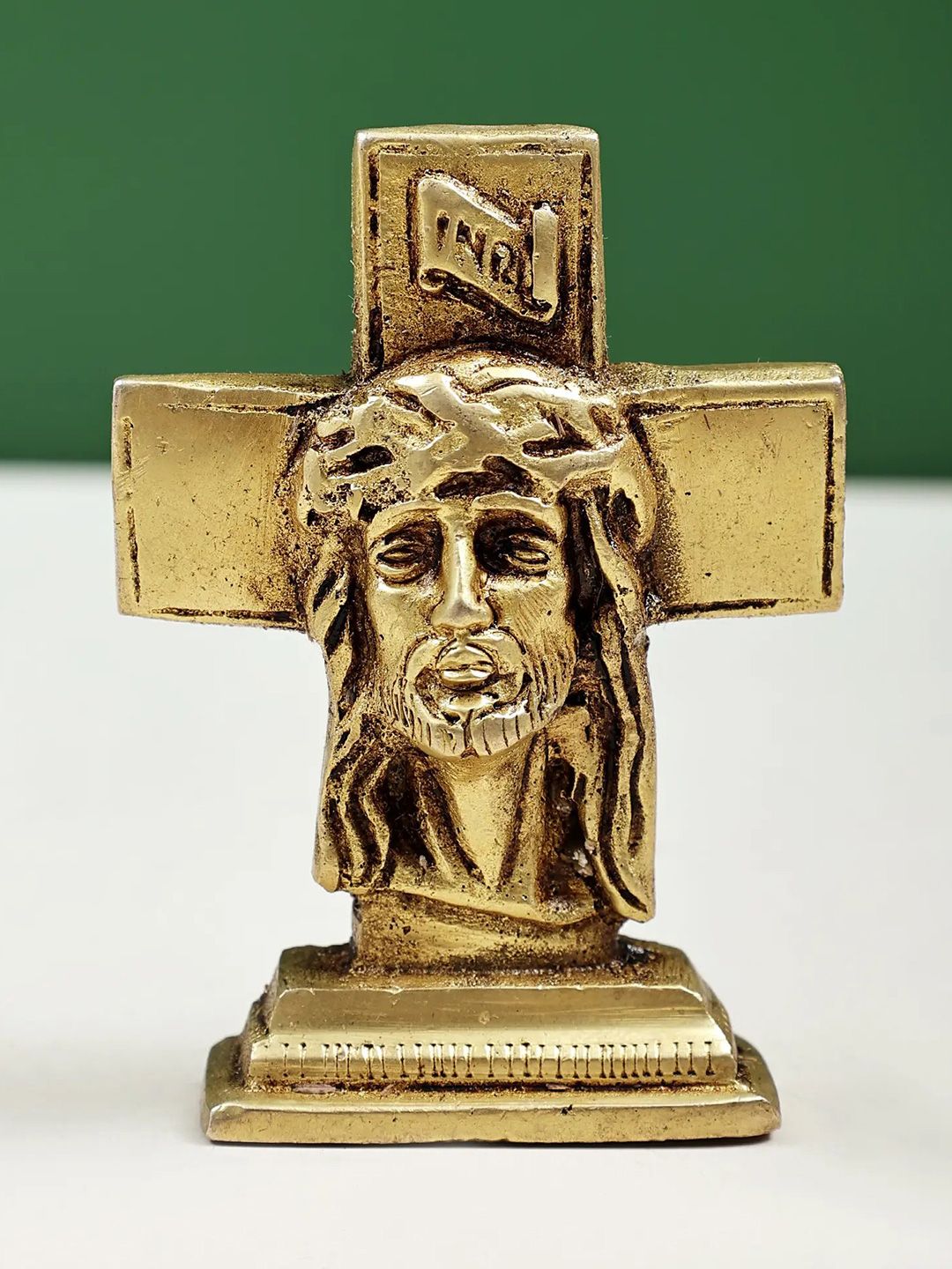 Exotic India Jesus Christ Face on Cross Showpiece-picture-26