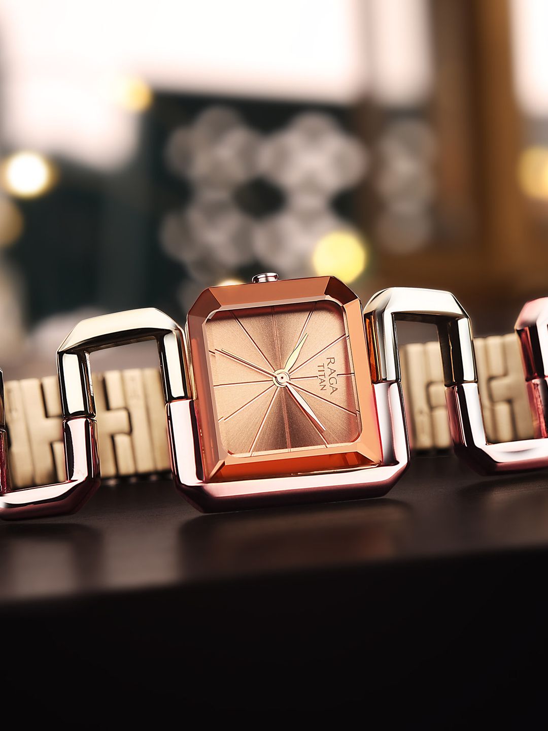 Titan Women Rose Gold-Toned Brass Embellished Dial & Gold Toned Stainless Steel Bracelet Style Straps Watch 95155KM01-picture-25