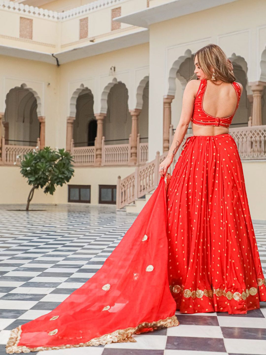 PRENEA Red Ready to Wear Lehenga & Blouse With Dupatta