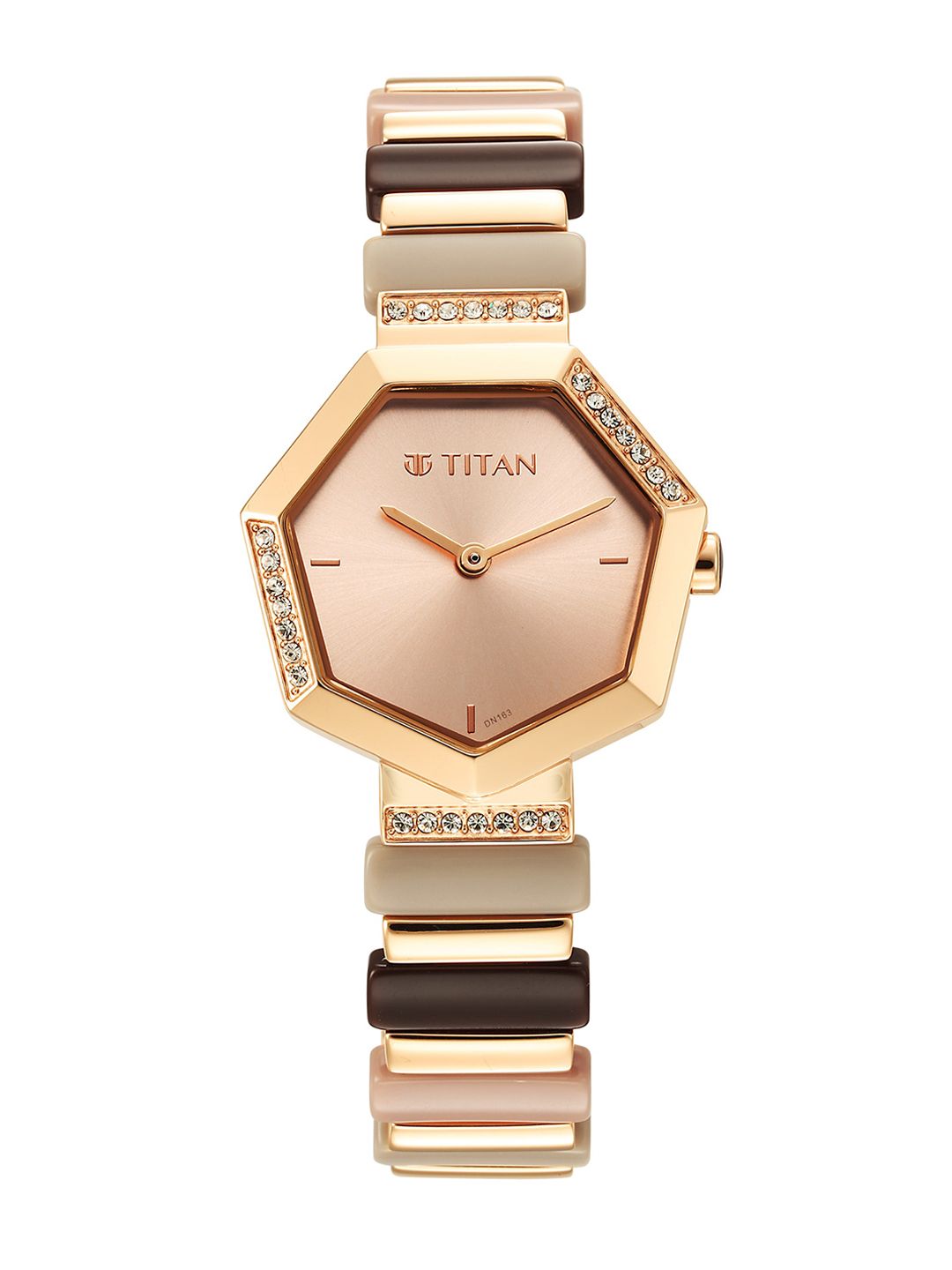 Titan Women Brass Dial & Gold Plated Bracelet Style Straps Analogue Watch-picture-27