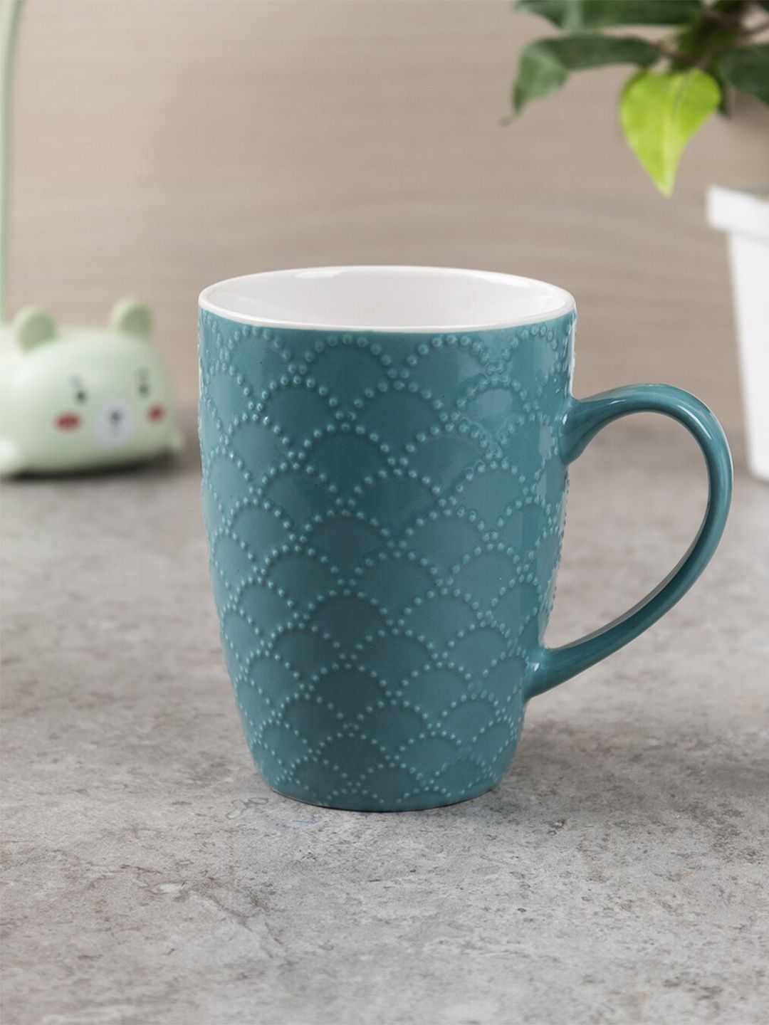 MARKET99 Ceramic Sea Green & White Textured Matte Coffee Mug 330ML-image-16