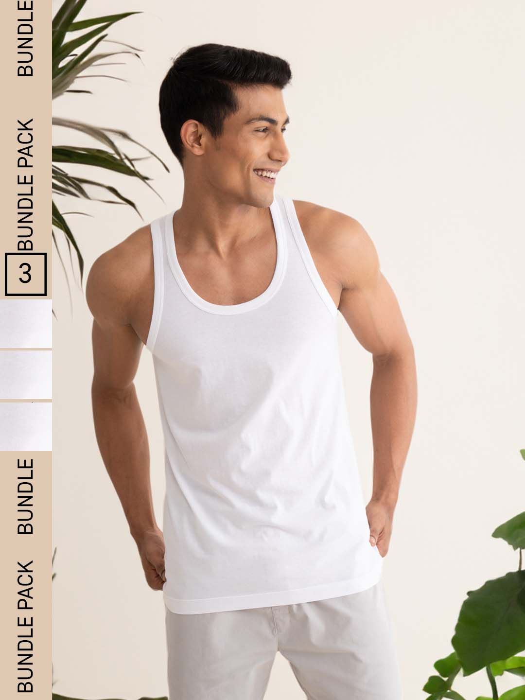 DAMENSCH Men Pack Of 3  Anti-Microbial NEO-Cotton Basic Innerwear Vests