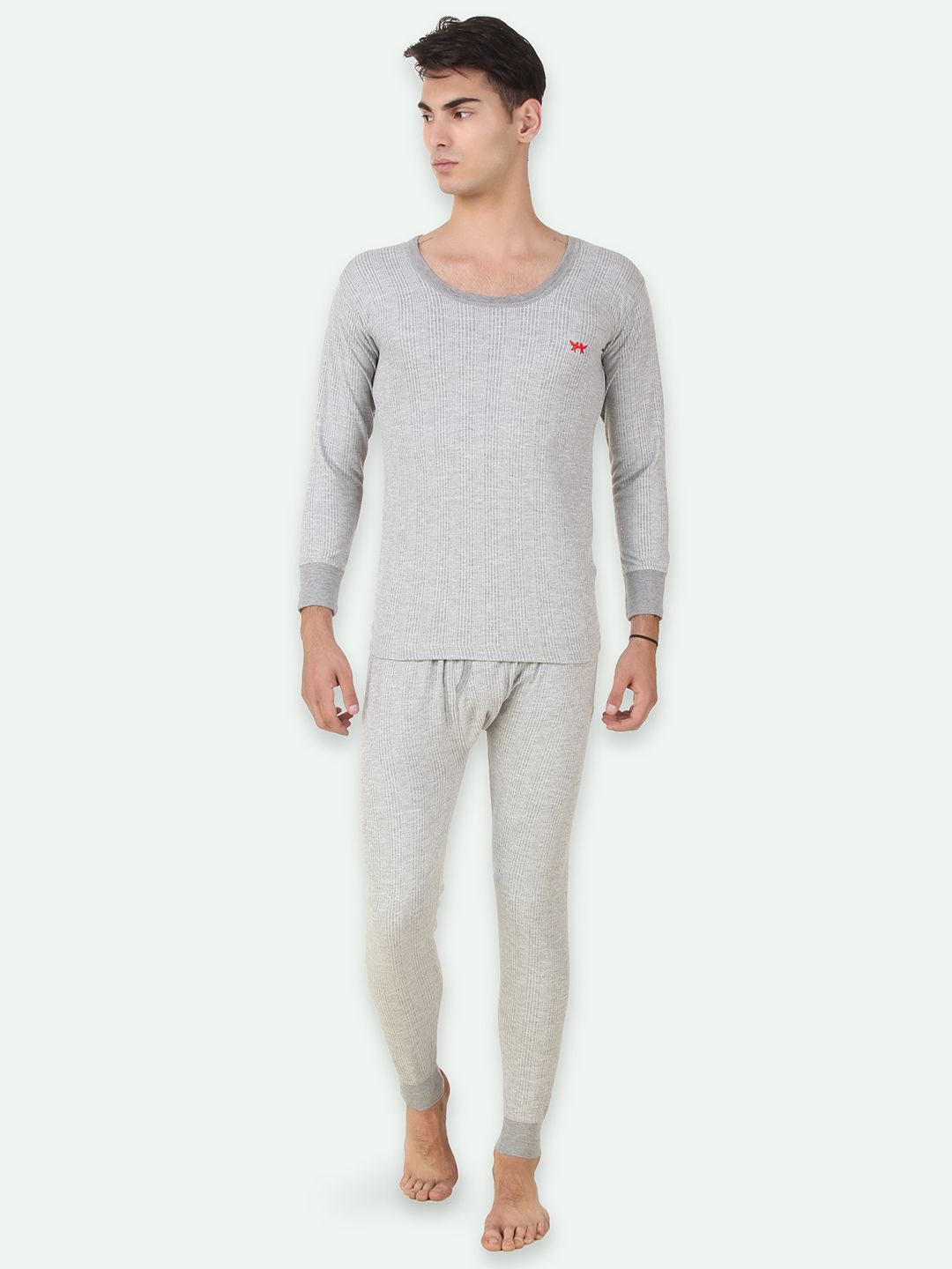 HAP Men Grey Melange Solid Thermal Set-picture-48