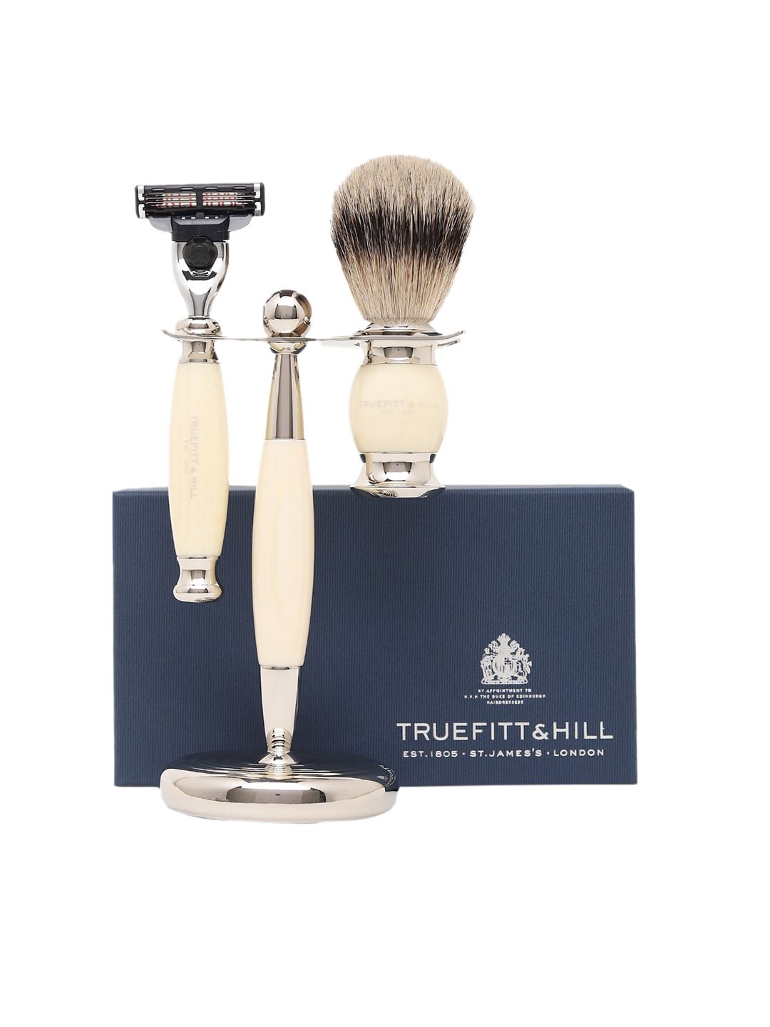 TRUEFITT & HILL Ivory Cream Edwardian Collection Mach-3 Razor & Shaving Brush-image-45