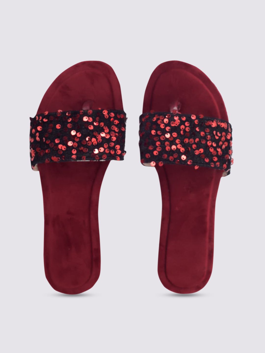 Apratim Women Red Embellished  Open Toe Flats-image-1