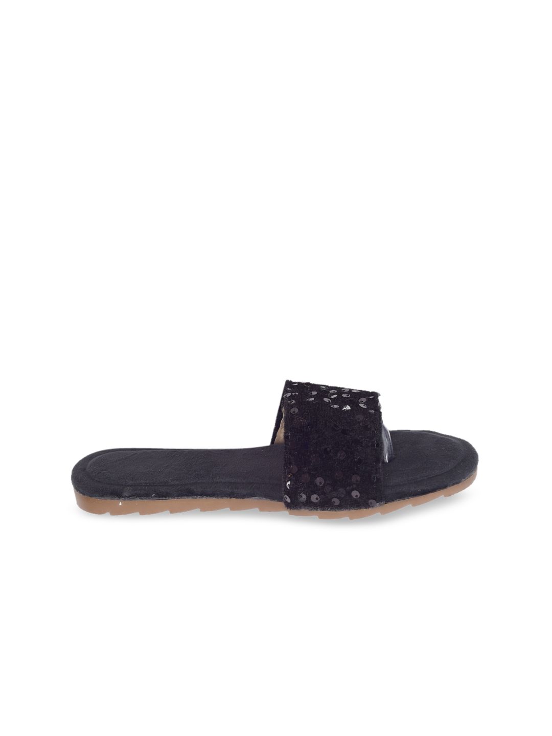 Apratim Women Black Embellished Open Toe Flats-picture-50