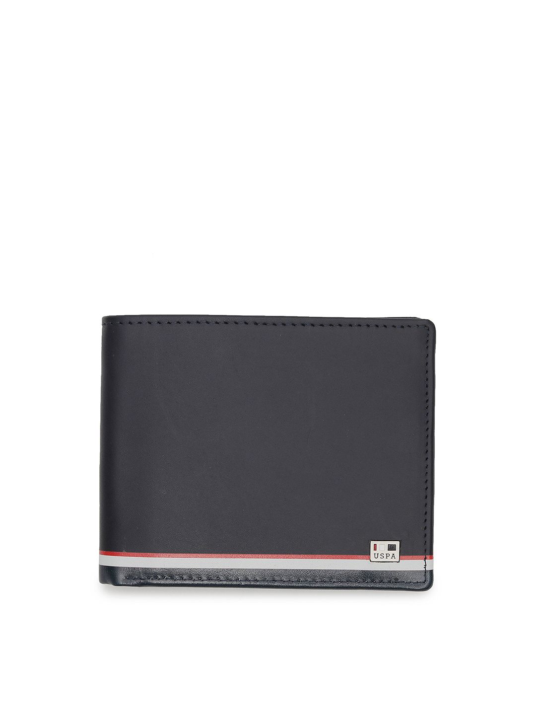 u.s. polo assn. U S Polo Assn Men Navy Blue & White Leather Two Fold Wallet-picture-30