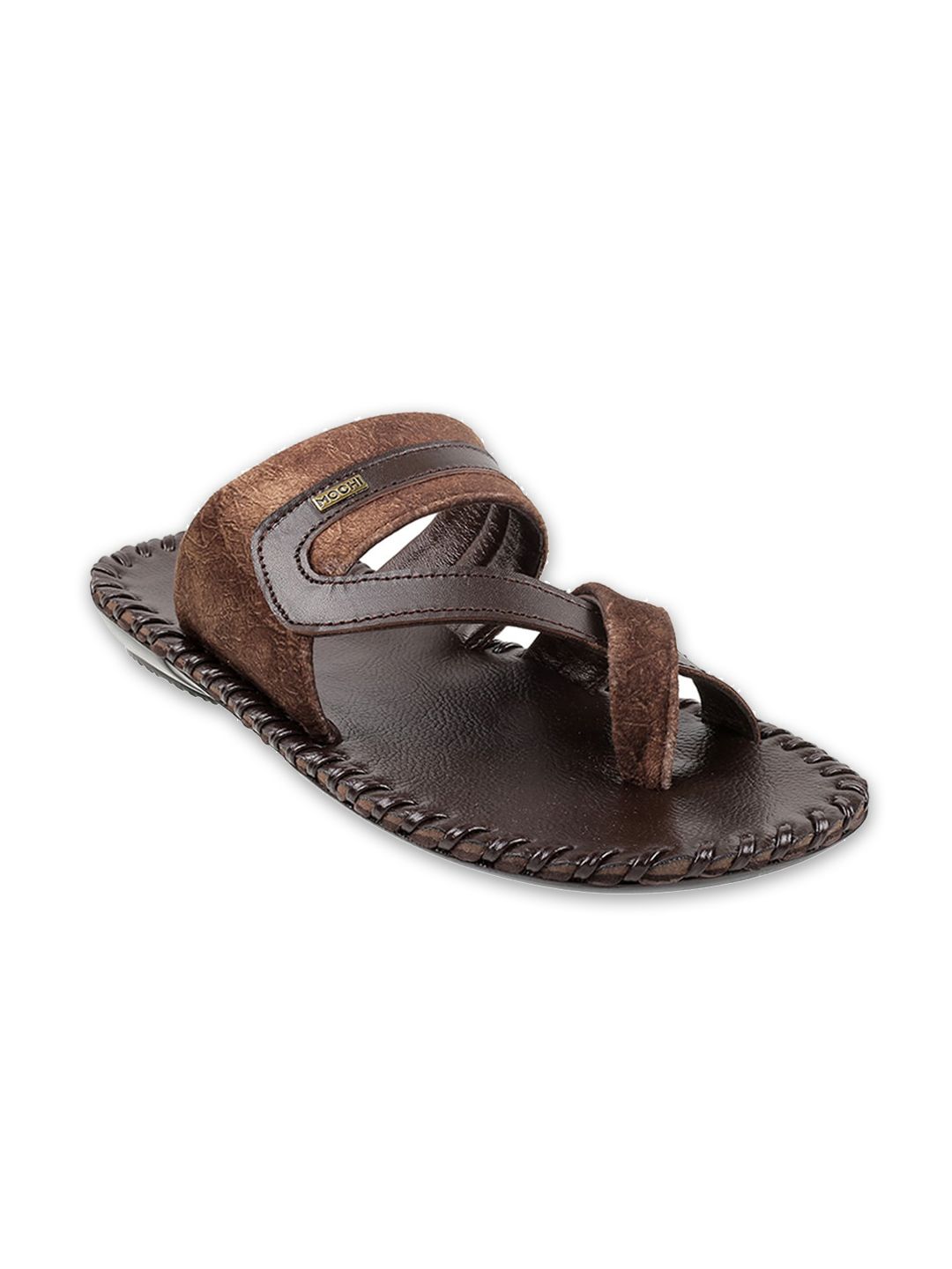 Mochi Men Brown Leather Comfort Sandals-picture-44
