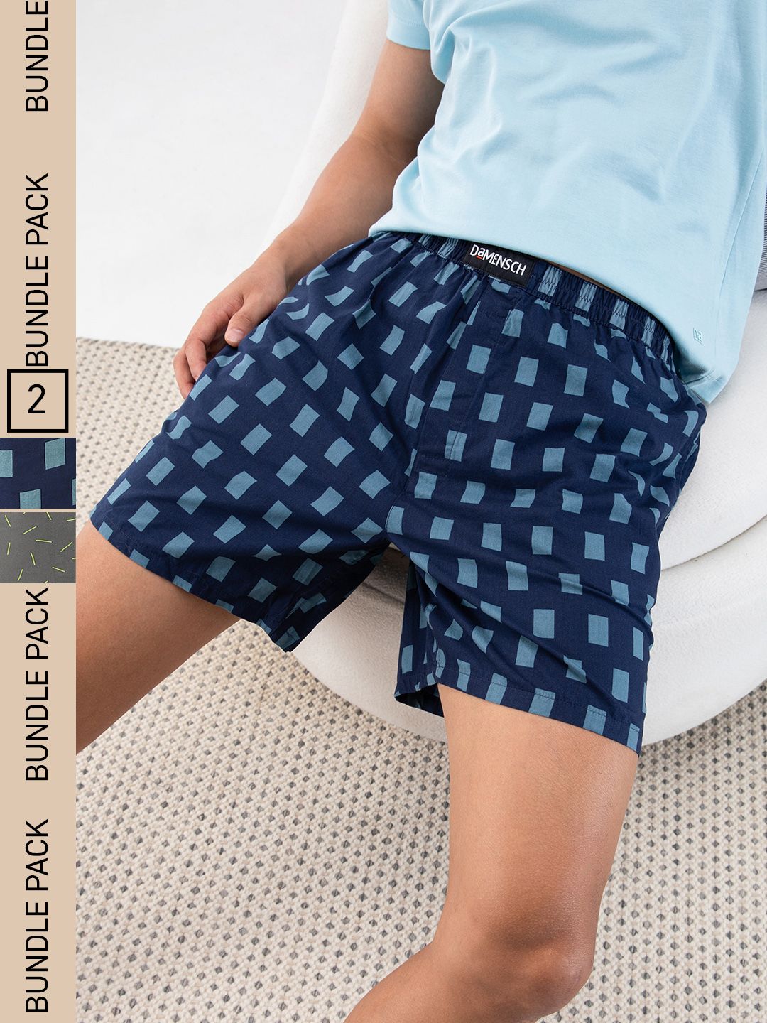 DAMENSCH Men Pack of 2 Printed Ultra-Light Cotton Regular Fit Boxer Shorts-picture-15