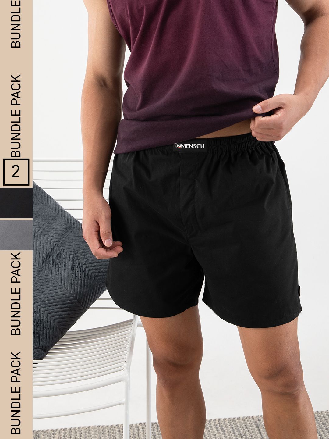 DAMENSCH Men Breeze Pack of 2 Solid Ultra-Light Cotton Boxer Shorts DAM-SLD-LBX-CE-CLB-CAB-picture-21