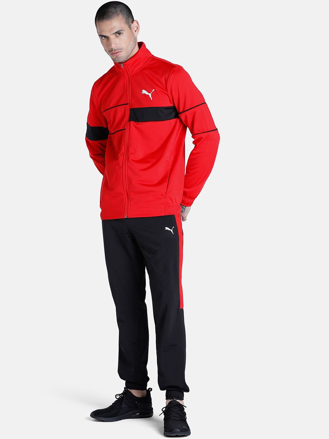 Puma Men Red & Black Colourblocked Regular Fit Tracksuits-picture-34