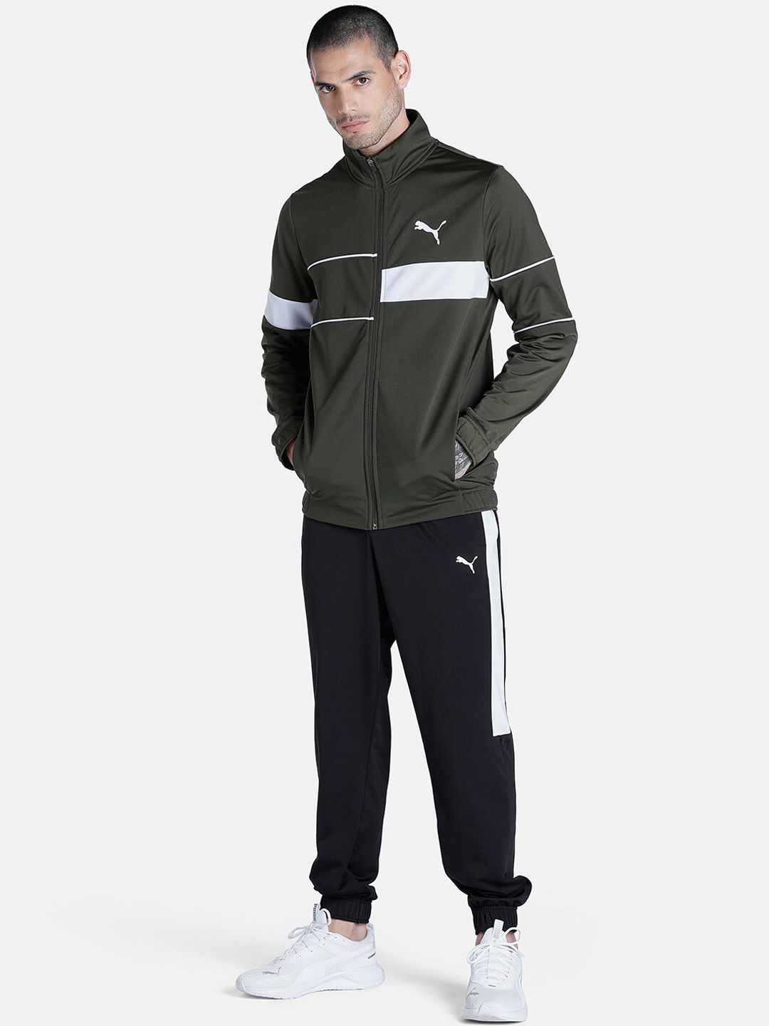 Puma Men Green & White Regular Fit CR Tracksuits-picture-11