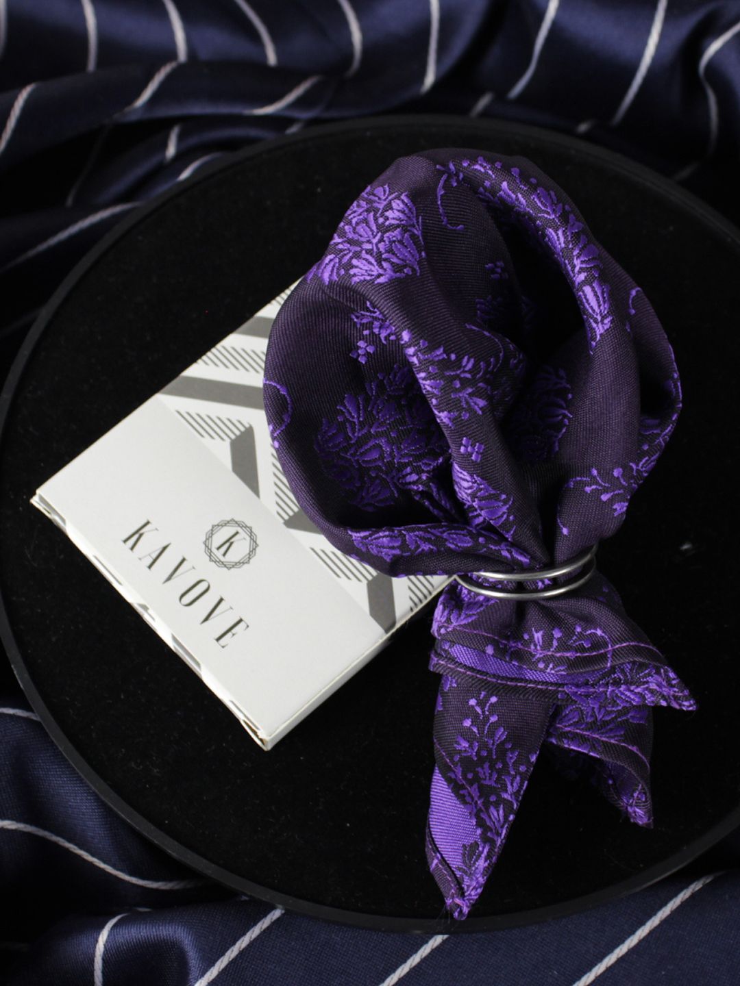 kavove KOVOVE Purple Paisley Printed Pocket Squares-picture-31