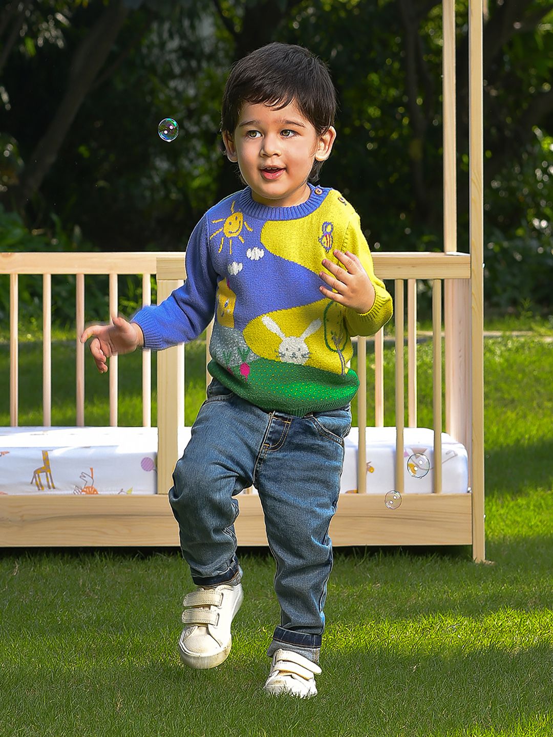 MiArcus Unisex Kids Purple & Yellow Printed Pullover Cotton Sweater-picture-29