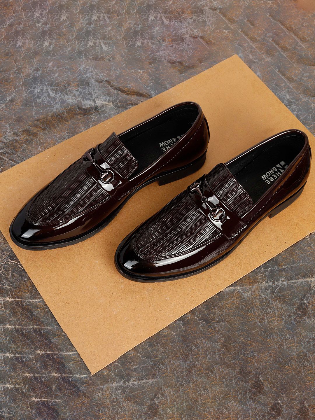 HERE&NOW Men Brown Textured Formal Loafers-picture-25