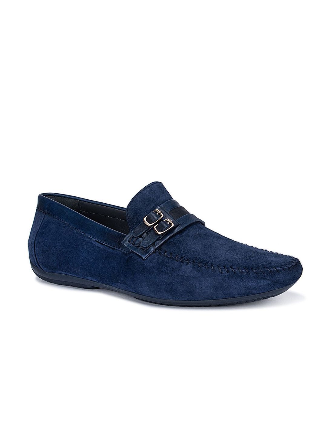 ROSSO BRUNELLO Men Navy Blue Leather Formal Loafers-image-42